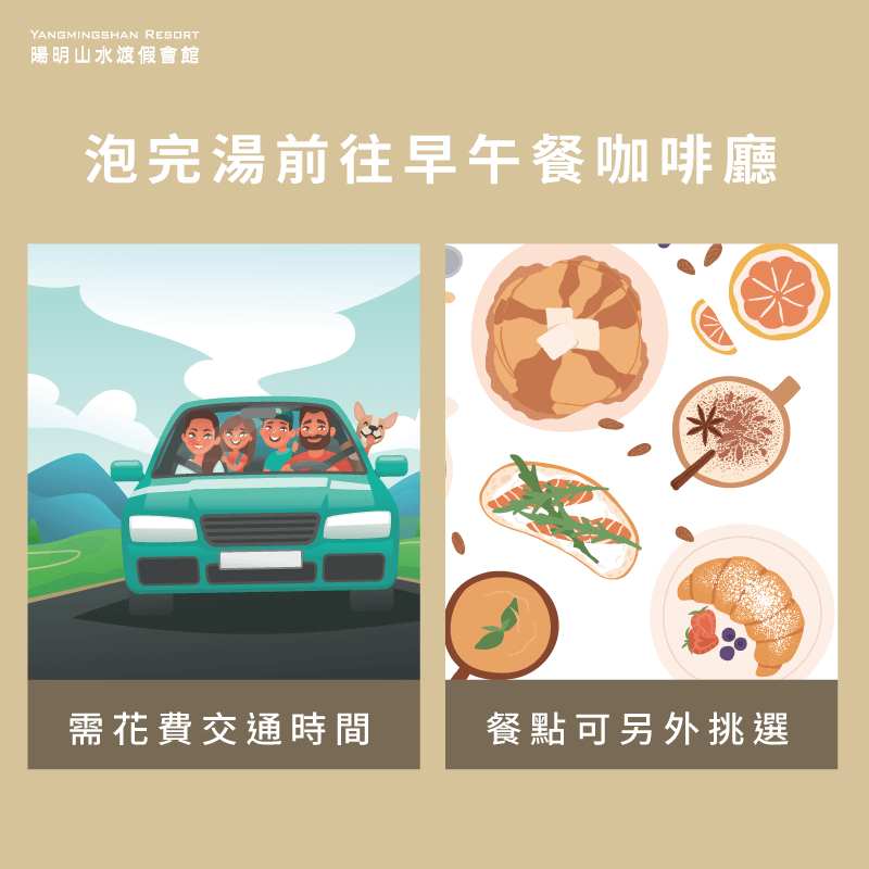 泡溫泉後馬上驅車前往預訂咖啡廳,享受網美早午餐行程 泡湯後咖啡廳用餐-泡湯 早午餐